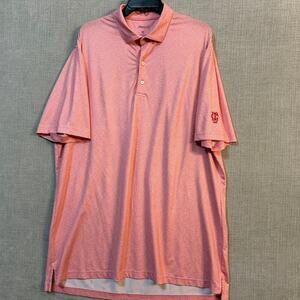 Johnnie-O Mens XL Performance Polo Pink White Red Flowers Golf